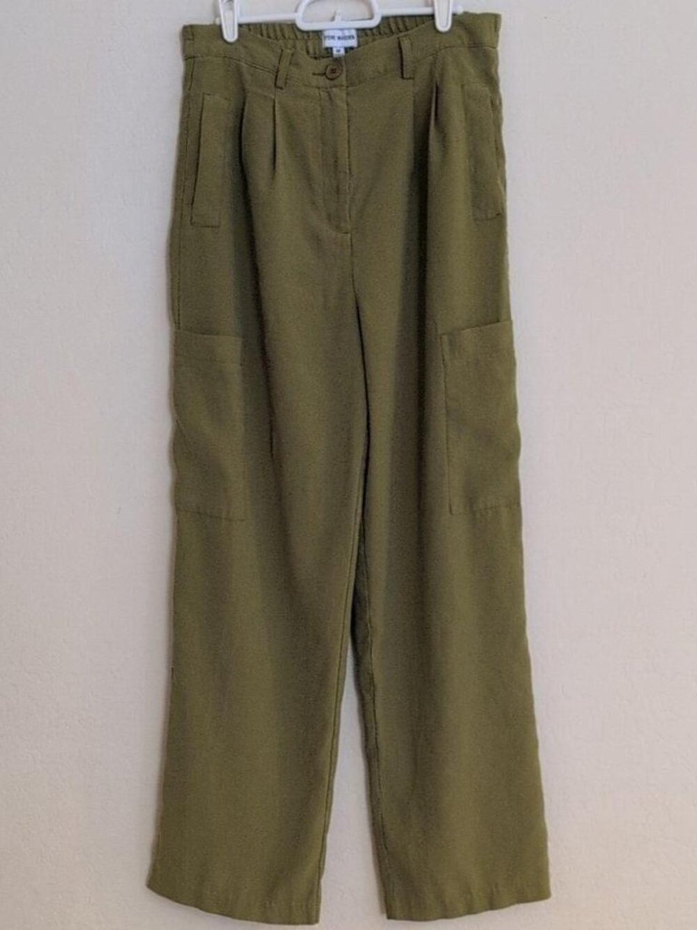 Steve Madden Green Wide Leg Utility Cargo Trouser Pleated Pants - Size M